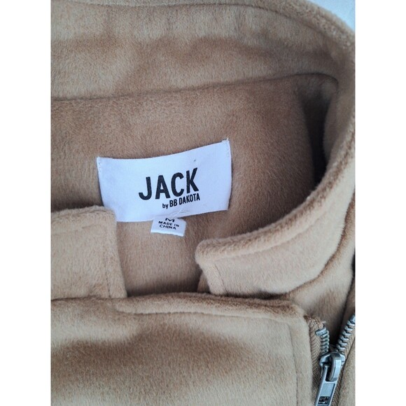 Jack By BB Dakota Womens Long Coat Jacket Asymmetrical Full Zip Tan SOFT M - Picture 2 of 7